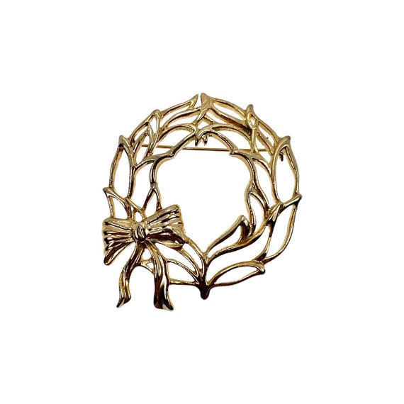 Christmas Wreath Brooch / Holiday Jewelry