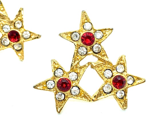 Swarovski Crystal Earrings - Vintage Ruby Red Cel… - image 2