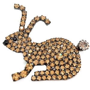 Rhinestone Rabbit Brooch - Easter Jewelry - Lagomorph Swag
