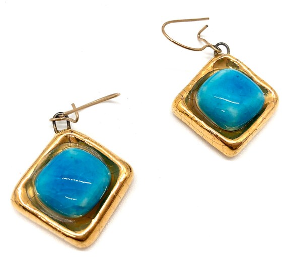 Gorgeous Boho Vintage Gold & Turquoise Ceramic Ne… - image 5