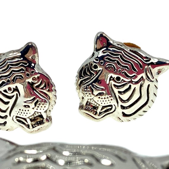 Vintage Tiger Brooch / Pendant and Earrings - Sig… - image 4