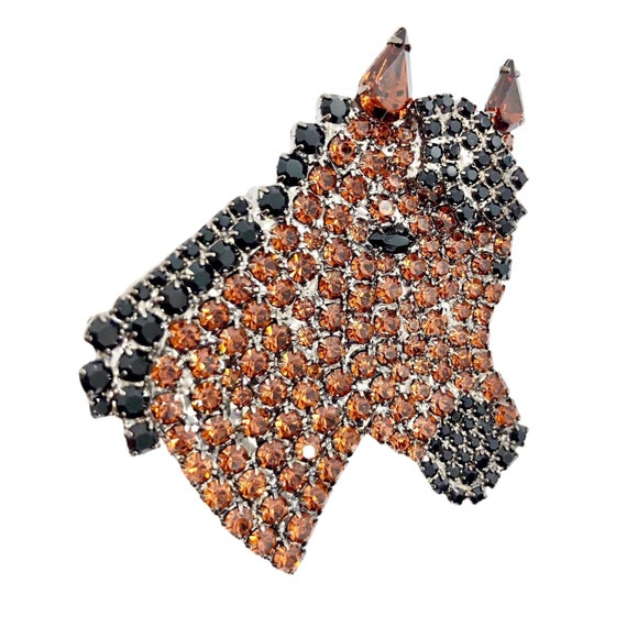 Brown Horse Pin - Chestnut Equine Brooch - Swarov… - image 5