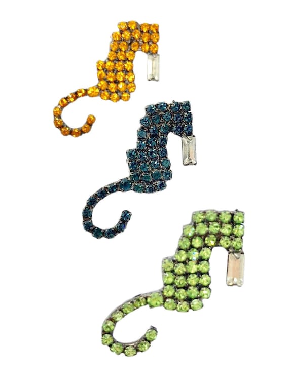 Tiny Seahorse Pin - Swarovski Crystals - Fun Little Seadragon