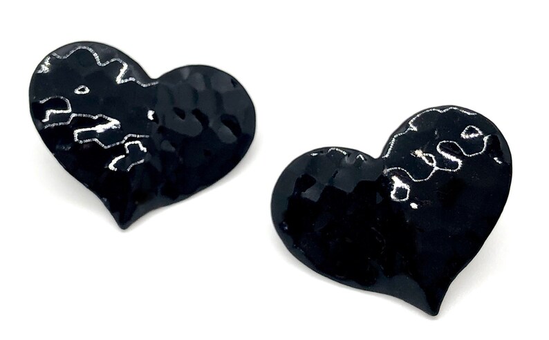 Black Heart Earrings Vintage 90s Super Cute image 1