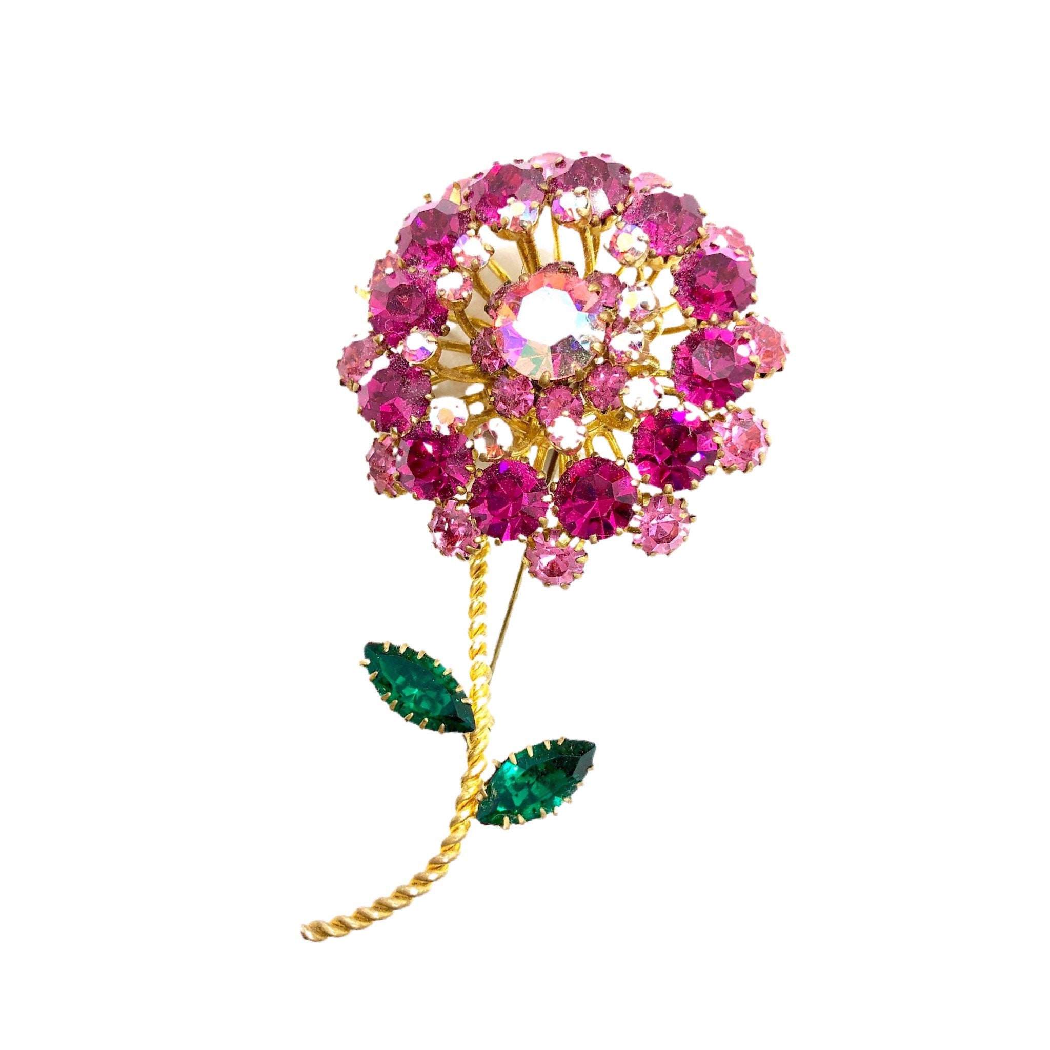 ピンクの花のブローチ - オーストリアの署名入り - オーストリアの