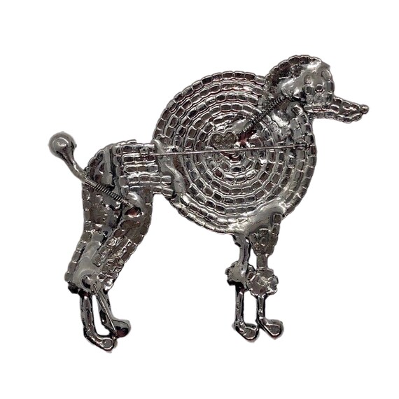 Poodle Dog Brooch - Champagne Color Rhinestones - image 8