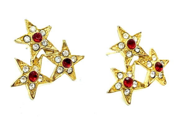 Swarovski Crystal Earrings - Vintage Ruby Red Cel… - image 1