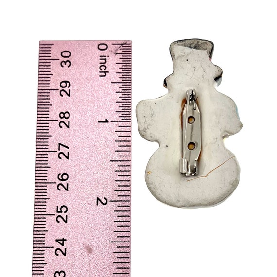 Ceramic Snowman Pin / Vintage Christmas Jewelry - image 9
