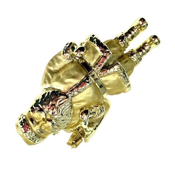 Big Gold Santa Claus Brooch / Christmas Jewelry - image 7