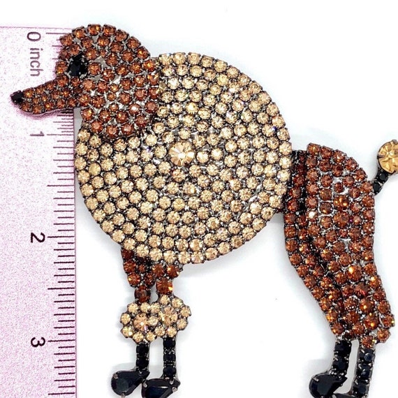 Poodle Dog Brooch - Champagne Color Rhinestones - image 7