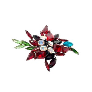 Rhinestone Poinsettia Brooch - Signed Bettina Von Walhof