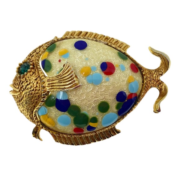 Enamel Fish Brooch / Vintage Jewelry