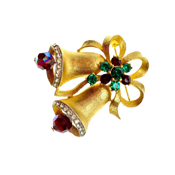 Weiss Christmas Bells Brooch / Vintage Holiday Je… - image 9