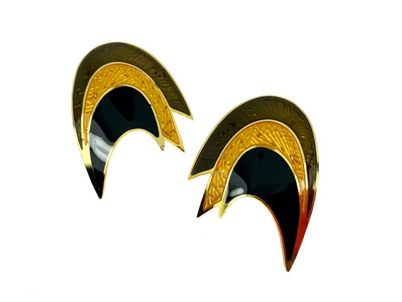 80s Berebi Enamel Earrings / Big Vintage Jewelry - image 2