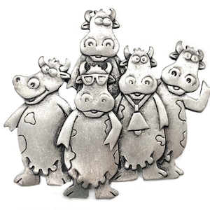 Holstein Cow Brooch / Vintage JJ (Jonette Jewelry) Whimsical Gang of Silly Cows