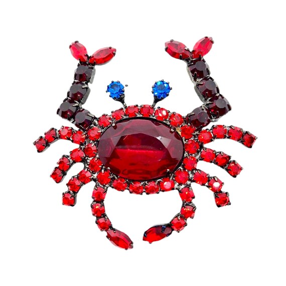TTjewelry Red Crab Animal Brooch Pin - Gold Tone Rhinestone Crystal Fashion Jewelry