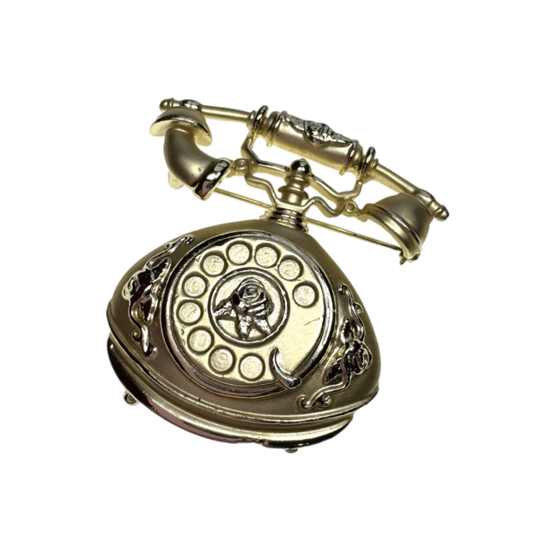 Tele Pin Set Vintage Telephone Pin / Gold Phone Brooch - Etsy