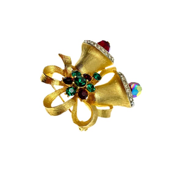 Weiss Christmas Bells Brooch / Vintage Holiday Je… - image 8