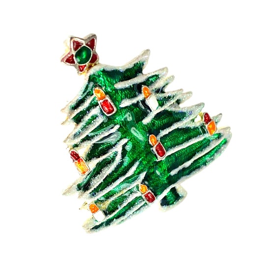 Vintage MJ Christmas Pin / Retro Holiday Jewelry - image 4