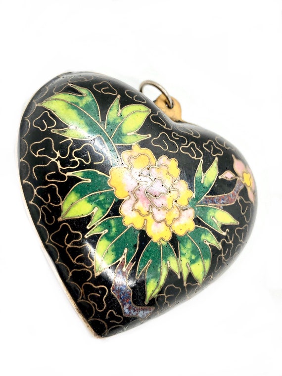 Cloisonné Heart Pendant - Gorgeous Boho Vibrant O… - image 6