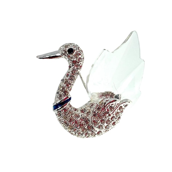 Vintage Swan Pin / Rhinestone Crystal Jewelry - image 1