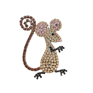 Rhinestone Mouse Brooch - Rodent Pin - Quirky Swag