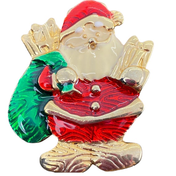 Santa Claus Brooch / Holiday Pin / Vintage Jewelry - image 5