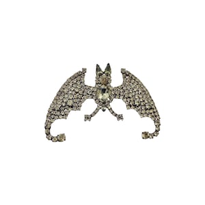Rhinestone Bat Brooch / Pin - Halloween Jewelry