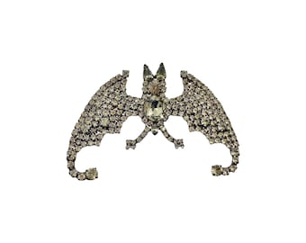 Rhinestone Bat Brooch / Pin - Halloween Jewelry