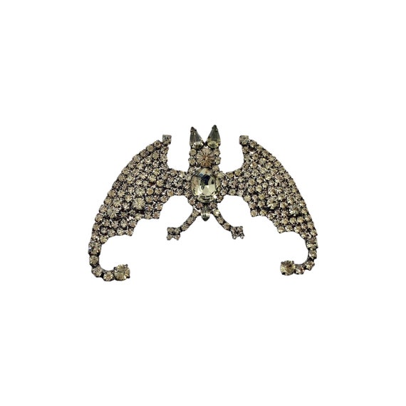 Rhinestone Bat Brooch / Pin - Halloween Jewelry
