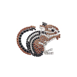 Rhinestone Chipmunk Brooch - von Walhof Jewelry  - Ground Squirrel