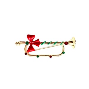 Holiday Trumpet Pin - 1960s Christmas Jewelry