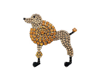 Retro Poodle Pin - Whimsical Apricot Standard Poodle Dog Brooch
