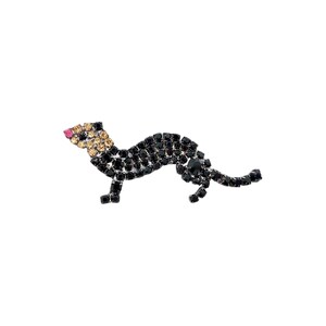 Black Ferret Pin - Swarovski Crystal Rhinestones Brooch