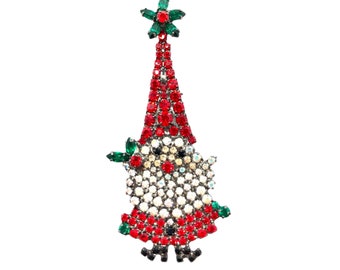 Retro Santa Brooch - Christmas - Collectible - Jolly Little Elf Pin - Saint Nick