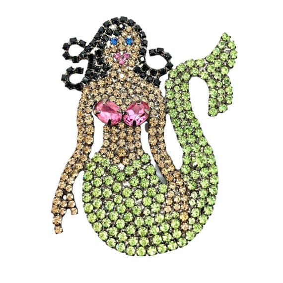 Retro Mermaid Brooch - von Walhof - Vintage Rhine… - image 2