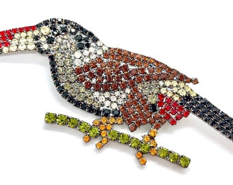 Toucan Bird Pin - Rhinestone Brooch / von Walhof