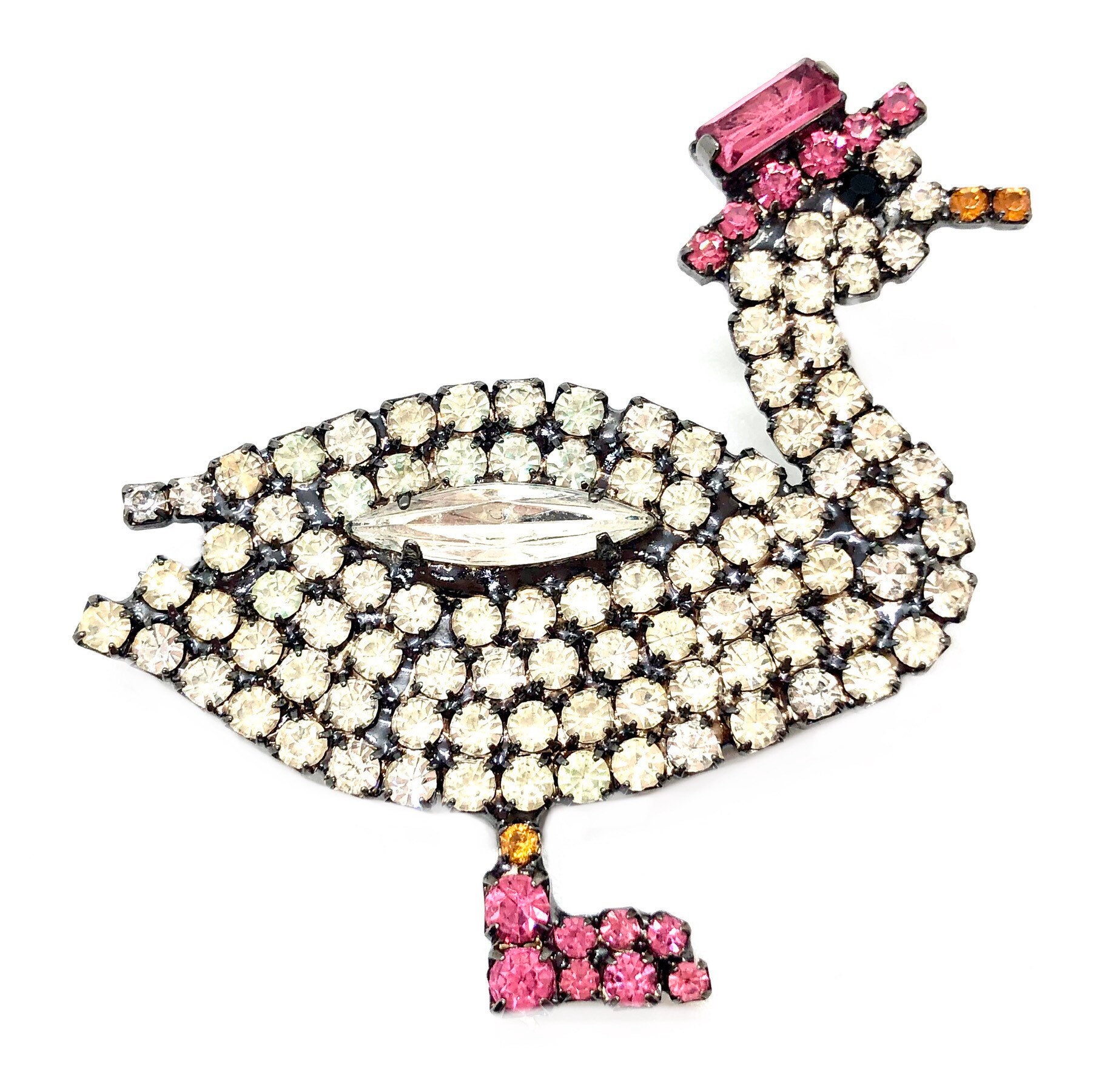 Rhinestone Duck Pin - Sweet Duckie Brooch