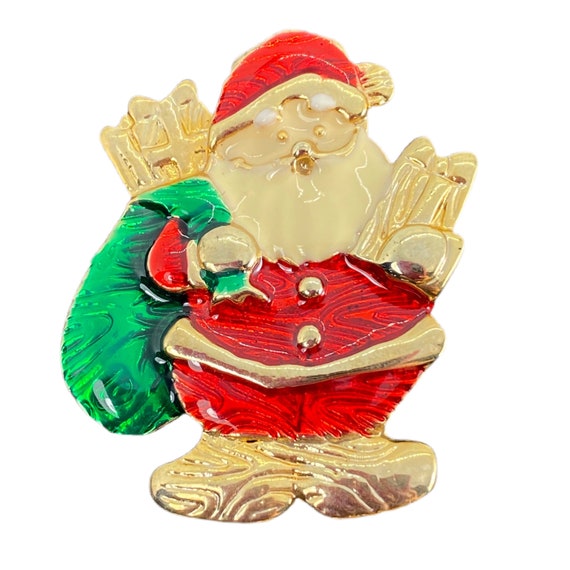 Santa Claus Brooch / Holiday Pin / Vintage Jewelry - image 2