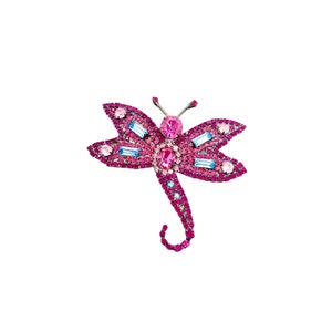 Dazzling Pink Crystal Dragonfly Brooch - von Walhof Pin