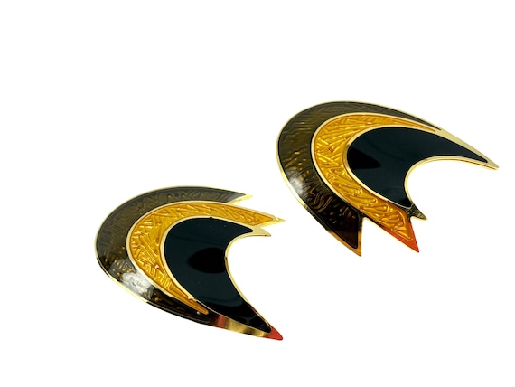 80s Berebi Enamel Earrings / Big Vintage Jewelry - image 6