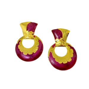 80s Berebi Earrings / Hot Pink & Gold