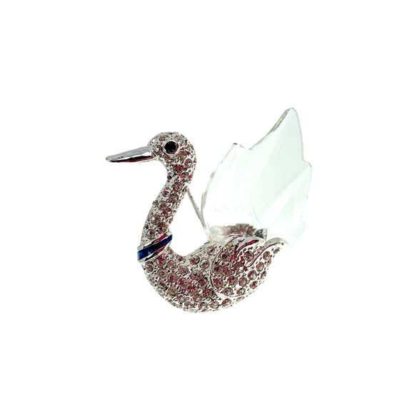 Vintage Swan Pin / Rhinestone Crystal Jewelry - image 4