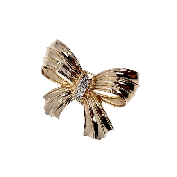 Gold Bow Pin / Vintage Jewelry / Mid Century Gem