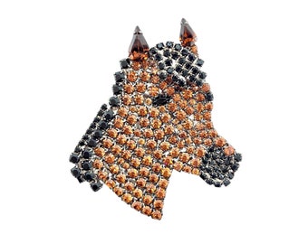 Rhinestone Horse Pin - Chestnut Equine Brooch - Swarovski Crystal Rhinestones