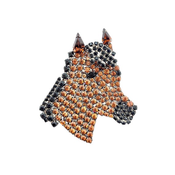 Brown Horse Pin - Chestnut Equine Brooch - Swarov… - image 1