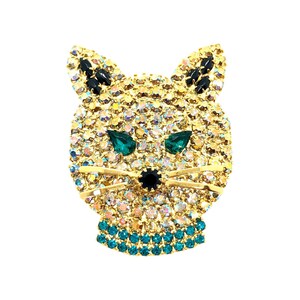 Rhinestone Cat Brooch - Fancy Feline Jewelry
