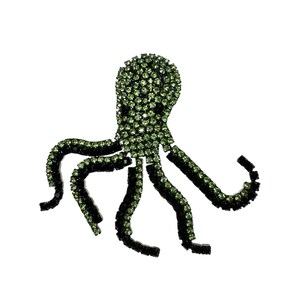 Spilla polpo verde / Gioielli Bettina Von Walhof / Strass di cristallo