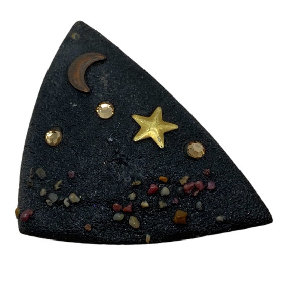 Black Vintage Earrings / Moon & Stars - image 6