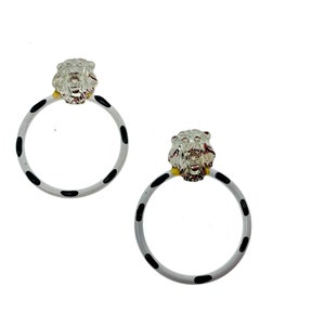Lion Hoop Earrings / Vintage 80s Jewelry